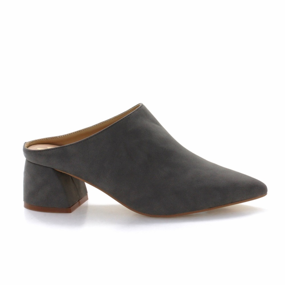 Faux Suede Mule w Block Heel - Picture 3 of 5